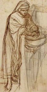 Sketch For Dante At Verona With A Preliminary Study For The Principal Figure by Dante Gabriel Rossetti
