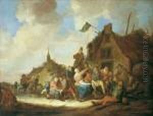 Feiernde Bauern Vor Einem 
Wirtshaus. Ol Auf Leinwand (doubliert). H 107; B 138 Cm. Provenienz: 
Thompson Collection, New York; Rheinische Privatsammlung. Ein 
Vergleichbares Gemalde Molenaers Befindet Sich Im Museum Der Bildenden 
Kunste In Budapest. by Jan Miense Molenaer