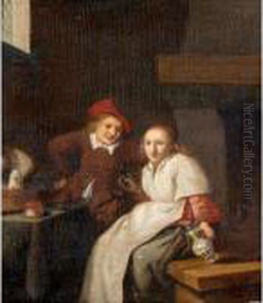 Peasants Drinking In A An Interior - view 1