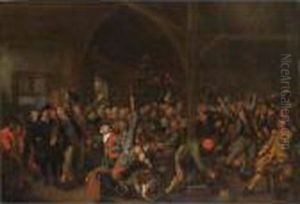 An Interior Of An Inn With Peasants Making Merry And Making Music by Jan Miense Molenaer