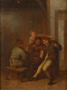 Peasants Carousing In A Tavern Interior by Jan Miense Molenaer