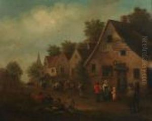 Belebte Dorfstrase by Claes Molenaar (see Molenaer)