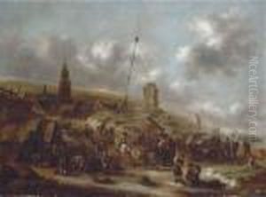 The Beach At Scheveningen With Fishermen Unloading Theircatch