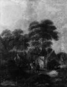 Bewaldete Landschaft Mit 
Bauernhaus Und Reitern. Ol Auf Holz. H 51; B 40 Cm. Verso Gutachten C. 
Hofstede De Groot. Stark Restauriert. by Claes Molenaar (see Molenaer)