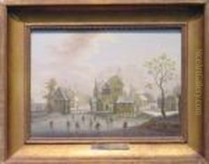 Dutch Village With Skaters