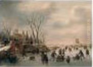 Winter Landscape With Skaters by Claes Molenaar (see Molenaer)
