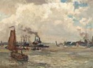 Schepen Op De Rotterdamse Maas by Evert Moll