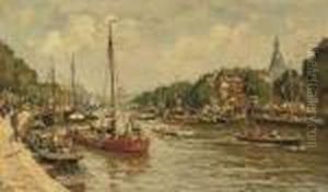 A View Of The Leuvehaven, Rotterdam by Evert Moll