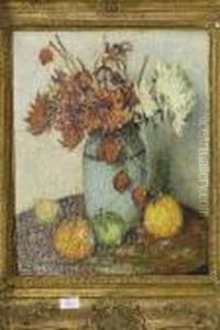 Stilleven Met Herfstboeket En Pompoen by Evert Moll