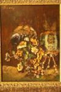 Bloemen En Penselen In Een Pot by Evert Moll