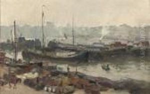 A Busy Day On The River Maas, Rotterdam