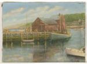 Harbor Scene With Fishing Boat At A Stone Wharf by Evert Moll