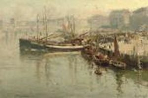 Voorjaarsochtend Scheveningse Haven: A Busy Day In The Harbour Of Scheveningen by Evert Moll