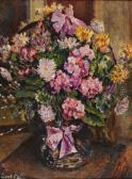 Veelkleurige Bloemen In Een Gevlochten Bloemenmand - view 1