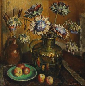 Zonnenbloemen In Een Koperen Melkkan