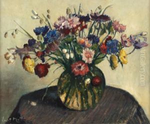 Veelkleurige Bloemen In Een Glazen Vaas