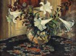 Witte Lelies In Een Glazen Vaas Witte Lelies In Een Glazen Vaas