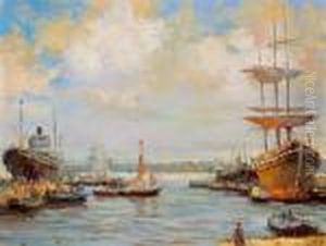 Blick In Den Hafen Von Rotterdam by Evert Moll