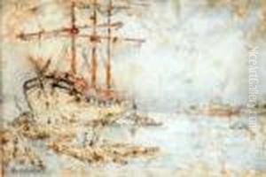 Harbour Scene With Sailing Boat And Laggers Harbour Scene With Sailing Boat And Laggers