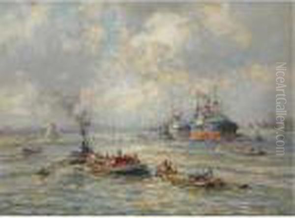 A Cargoship In The Rotterdam Harbour - view 1