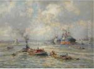A Cargoship In The Rotterdam Harbour by Evert Moll