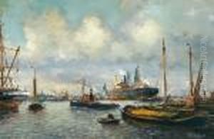 Hafenlandschaft Mit Zahlreichen Schiffen by Evert Moll