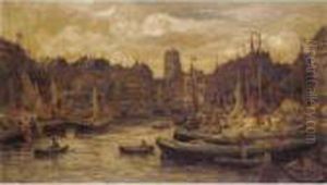 Busy Harbour Scene by Evert Moll