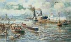 Im Hafen Von Rotterdam. Signiert
Unten Rechts: Evert Moll. Ol Auf Leinwand. H 60; B 100 Cm. by Evert Moll