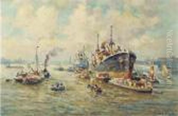 Shipping In Rotterdam Harbour - view 1