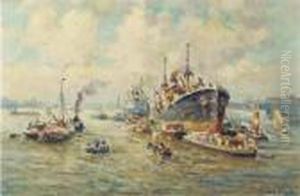 Shipping In Rotterdam Harbour by Evert Moll