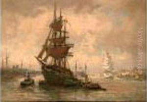 "trois Mats Au Port". by Evert Moll