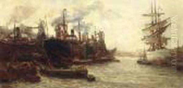 Cargoships In Rotterdam Harbour - view 1