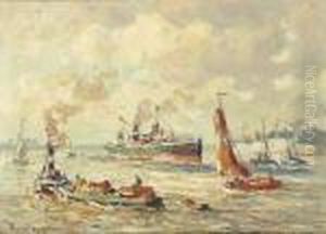 Shipping At Rotterdam Harbour by Evert Moll