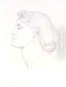 Head of a woman in profile to left by Dante Gabriel Rossetti