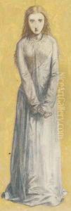 Study of a girl, her hands clasped, walking towards the spectator by Dante Gabriel Rossetti