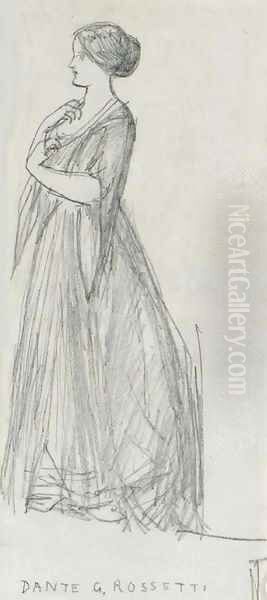 Study of a standing female figure, facing left - view 1