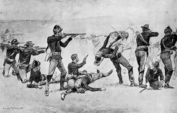 The Opening of the Fight at Wounded Knee - view 1