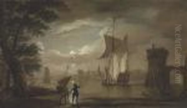 A Moonlit Coastal Scene - view 1