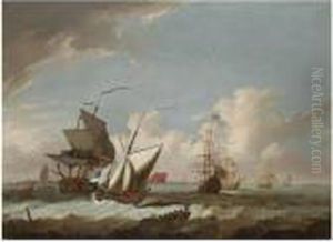 An Admiral Of The Red And His Squadron Off The Coast by Peter Monamy