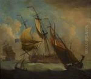 British Men-of-war On A Breezy Day by Peter Monamy