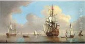 A British Man-of-war And Other Shipping In A Calm A British Man-of-war And Other Shipping In A Calm