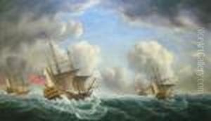 Theenglish Fleet In A Heavy Sea