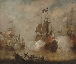 An English Flagship In Action During The Third Anglo-dutch War by Peter Monamy