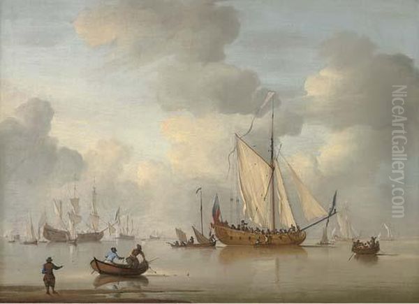 An English Royal Yacht Standing Offshore In A Calm Sea - view 1