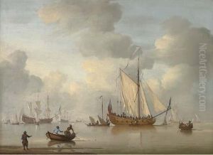 An English Royal Yacht Standing Offshore In A Calm Sea