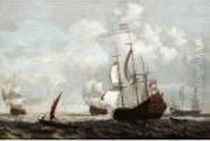 Dutch Shipping Fleet At Anchor by Peter Monamy