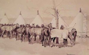 A Troop Picket Line Of The Sixth United States Cavalry Camp At Rapid Creek