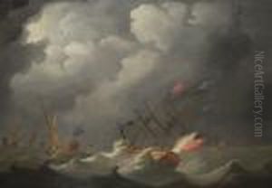 The Royal Yacht 'carolina', With
King George I Aboard, Returning To England During A Stormy Crossing In
1726 by Peter Monamy