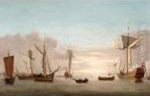 Third Raters At Anchor With Surrounding Shipping