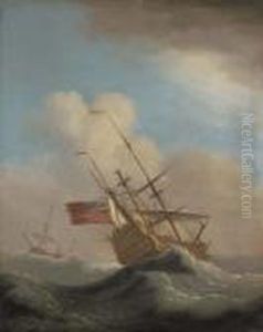 Man-o'-war In A Swell, With Another Ship Beyond Man-o'-war In A Swell, With Another Ship Beyond